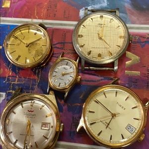 Vintage watch faces Waltham and more 5 total